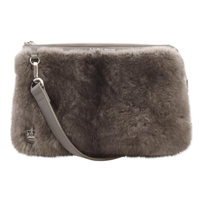 【中古】ADMJ アクセソワ ミンクファーショルダーバッグ グレー /SR22 ■SH レディースの通販は