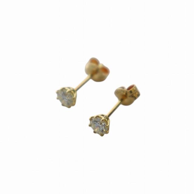 【中古】アーカー AHKAH ソルティア ラウンド ピアス 両耳用 AU750 K18 0.03ct 0.6g ゴールドカラー VC0858010400の通販は