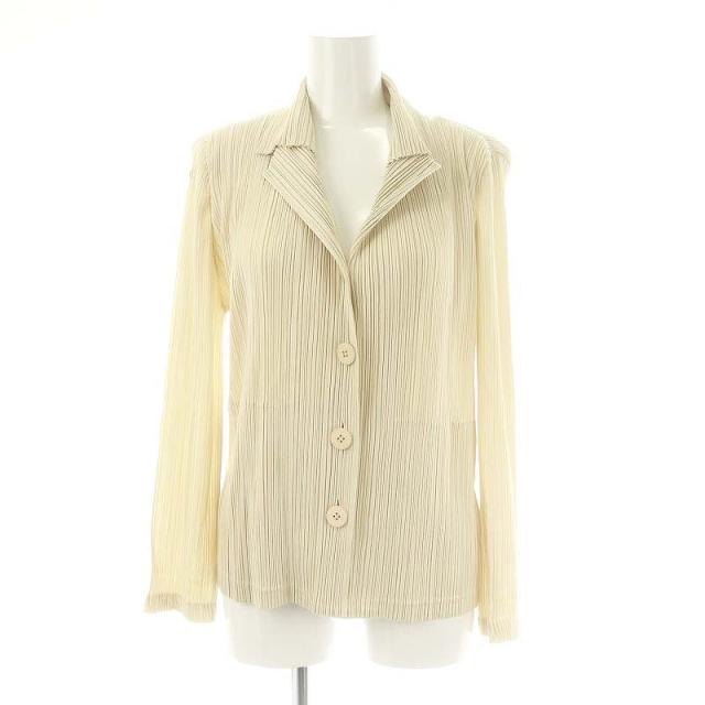 【中古】プリーツプリーズイッセイミヤケ PLEATS PLEASE ISSEY MIYAKE テーラードジャケット シングル 3 L ベージュの通販は