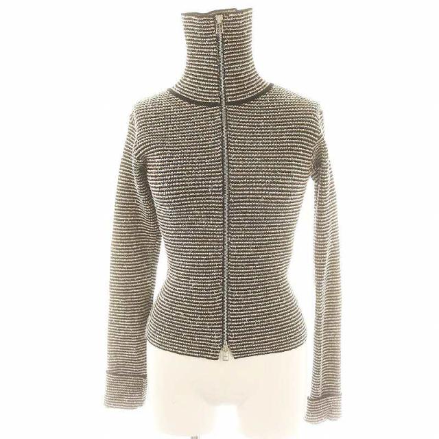 【中古】ラッピンノット Mixed yarn border high-neck ribs cardigan カーディガン ニット ジップアップ ボーダー 0の通販は
