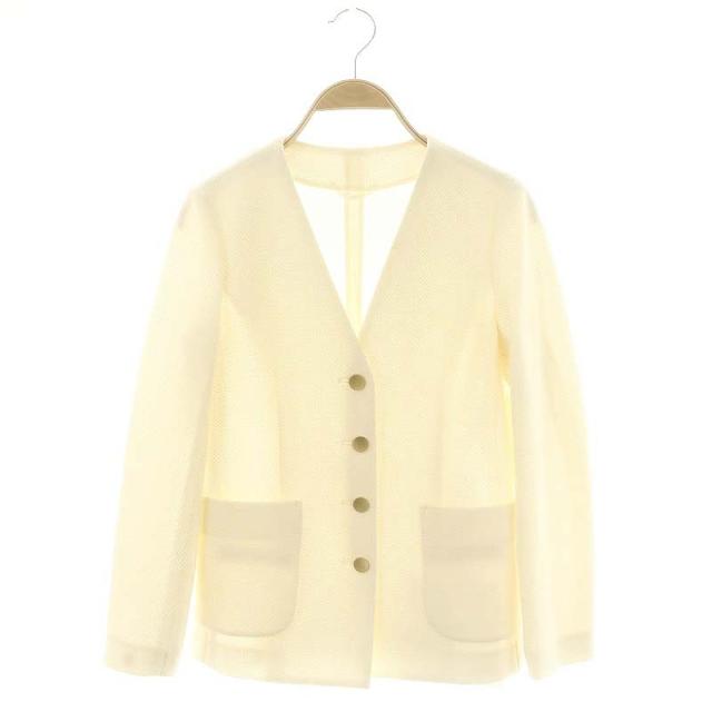 【中古】アナイ ANAYI 23AW メッシュノーカラーポケット ジャケット ノーカラー 34 白 ホワイト /MF ■OS レディースの通販は