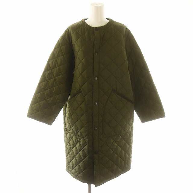 【中古】バブアー QUILTED NO COLLAR COAT ノーカラーコート キルティング 中綿 10 カーキ 2002273 ■OS レディースの通販は