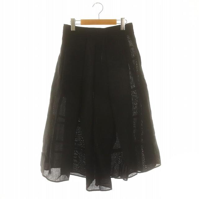 【中古】未使用品 カレンソロジー 24SS コットンメッシュボリュームスカート ロング フレア タック F 黒 ブラックの通販は