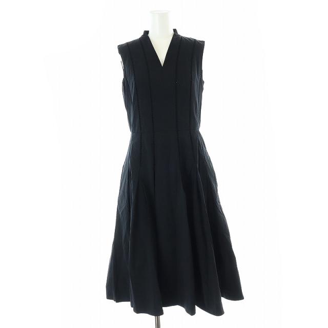【中古】エポカ EPOCA ノースリーブ ワンピース ロング Vネック ミモレ タック 38 M 黒 ブラック /AT ■OS レディースの通販は 4,860円