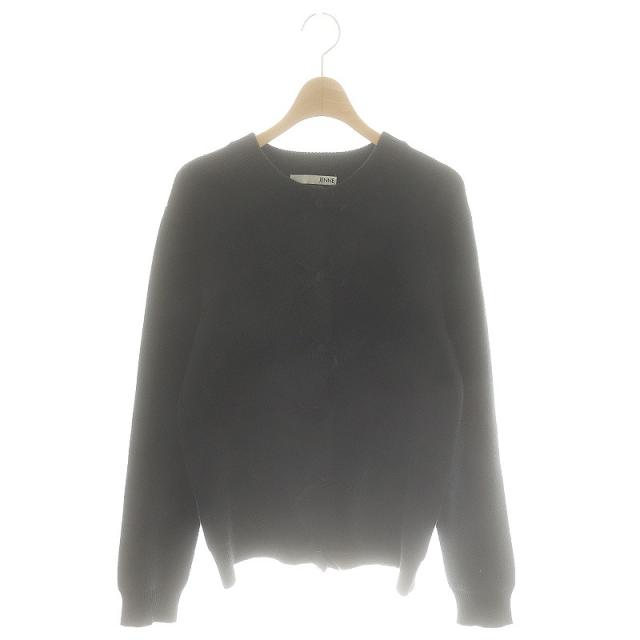 【中古】ジェンヌ JENNE 24AW ベロアリボンカーディガン ニット 長袖 スナップボタン L 黒 ブラック /ES レディースの通販は 5,200円