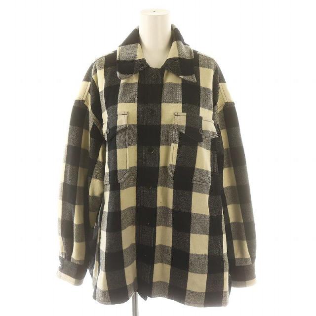 【中古】アンユーズド ブロックチェックシャツジャケット CPOジャケット オーバーサイズ 長袖 中綿 ウール 0 XS 黒
