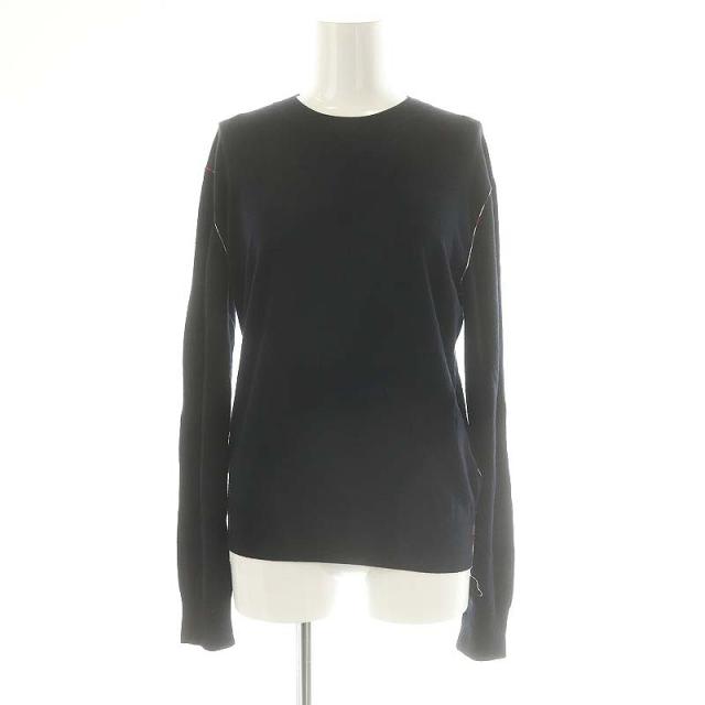 【中古】セリーヌ CELINE フィービー期ステッチクルーネックニット カットソー 長袖 XS 紺 ネイビー /HK ■OS
