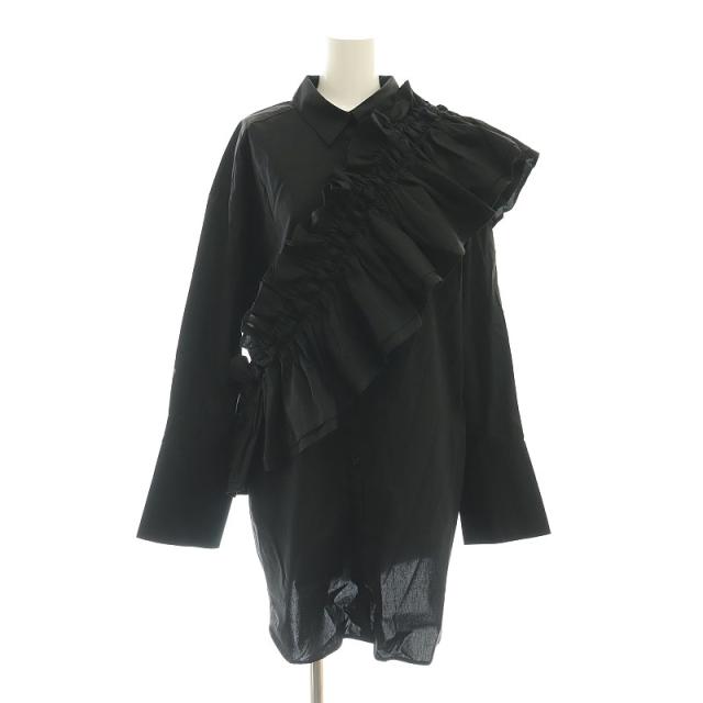 【中古】エイミーイストワール 24AW フリルティペットセットシャツワンピース ミニ 長袖 F 黒 /MI ■OS レディースの通販は 8,300円