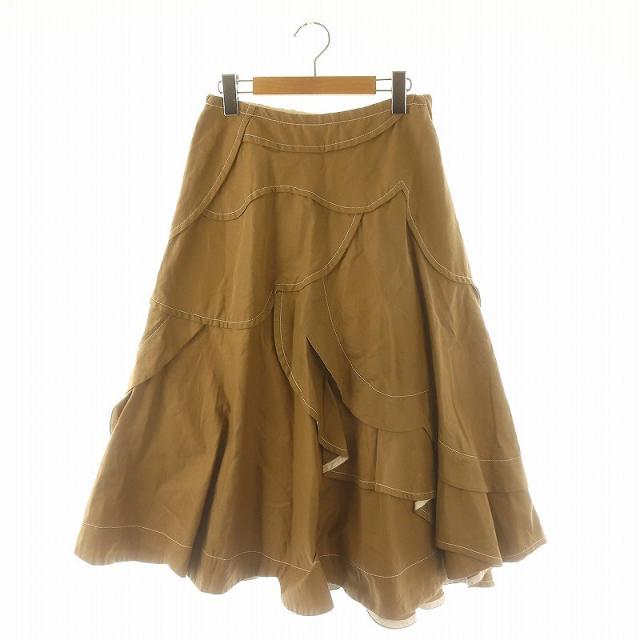 【中古】トリココムデギャルソン AD2019 コットンリネンフリルスカート ロング フレア S ベージュ /DO ■OSの通販は 8,732円