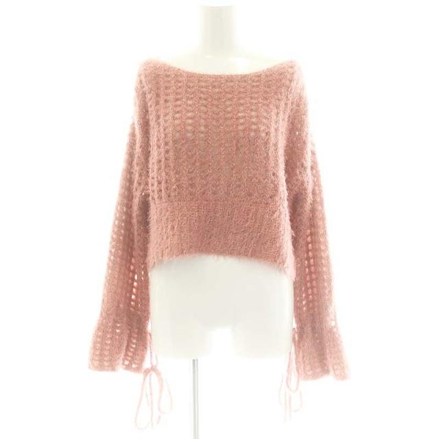 【中古】フレイアイディー FRAY I.D 24AW フェザーメッシュニット カーディガン クロップド 長袖 F ピンク レディースの通販は 11,000円