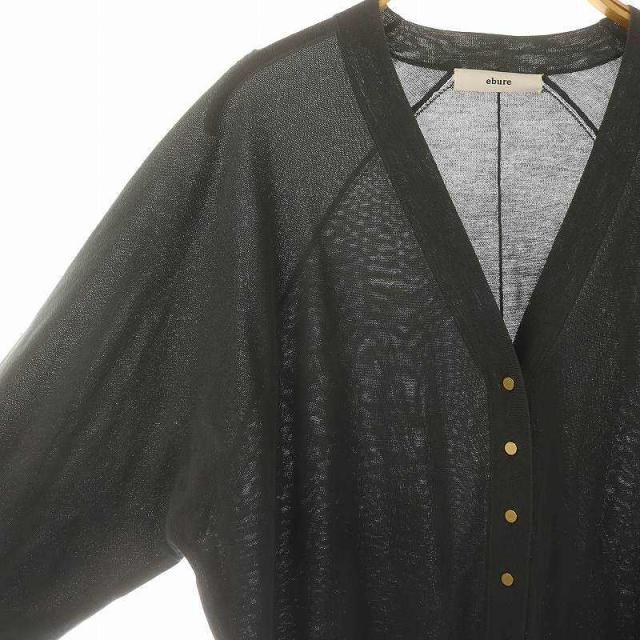 【中古】エブール ebure シアーコットンアセテート Vネックニットカーディガン 長袖 38 グレー レディースの通販は