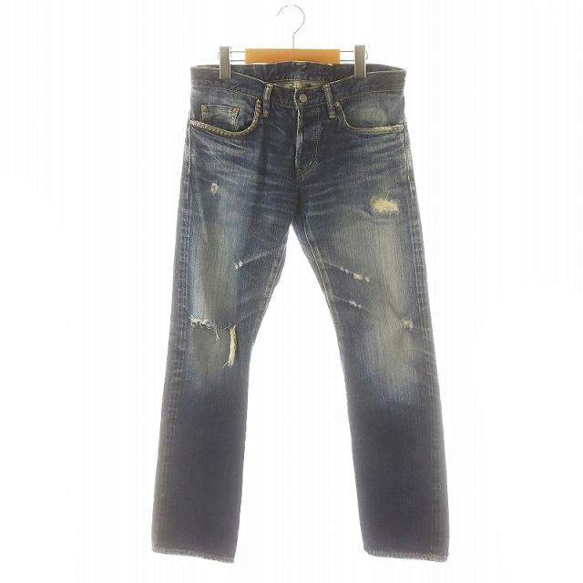 【中古】ヒステリックグラマー HYSTERIC GLAMOUR RW CLASH加工デニムストレートパンツ ジーンズ  コットン 32 M 青の通販は 9,800円