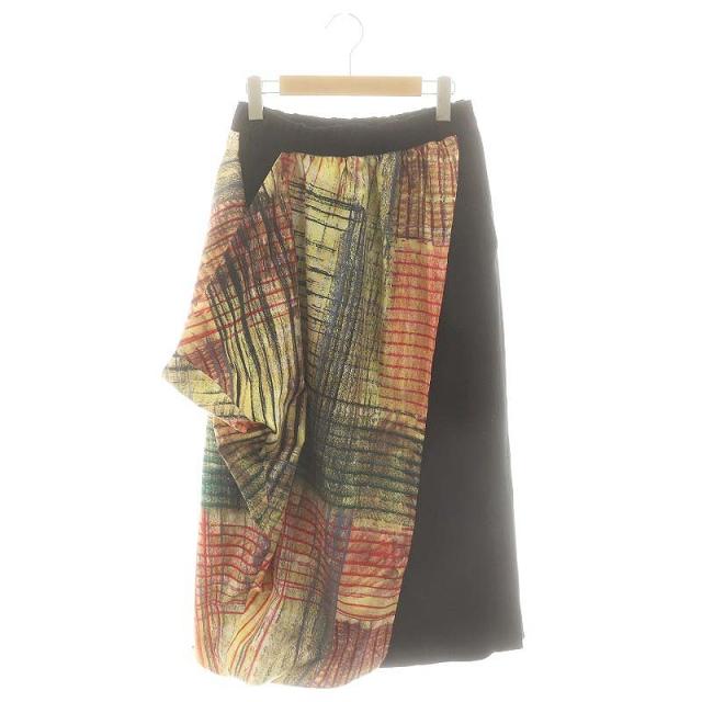 【中古】アドーア ドローイングチェックプリントスカート ロング アシンメトリー 38 M マルチカラー 531-4220012の通販は