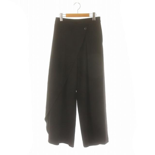 【中古】アドーア 24AW ハイブリッドツイルパンツ ワイド タック イージー 36 黒 ブラック /DO ■OS レディース