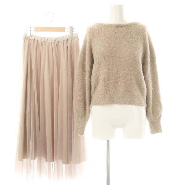 【中古】ダイアグラム グレースコンチネンタル チュールニットスカート セット 長袖 プルオーバー S ダスティーピンクの通販は