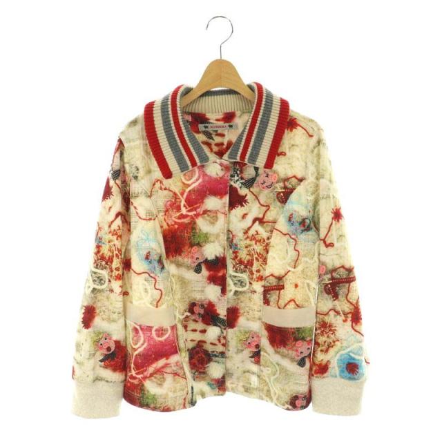 【中古】オレボレブラ OLLEBOREBLA 総柄ジャケット ステンカラー 赤 レッド マルチカラー /AQ ■OS レディースの通販は