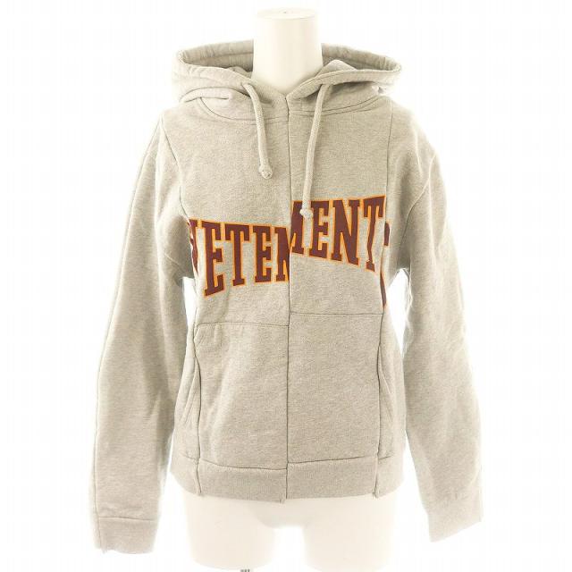 【中古】ヴェトモン ベトモン 再構築 ロゴプリントフーディー パーカー 長袖 裏起毛 S 杢グレー レディースの通販は 18,060円