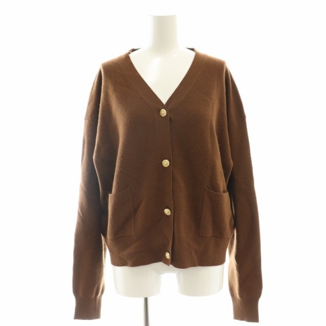 【中古】アパルトモン ドゥーズィエムクラス 23AW GOLD BUTTO ニット カーディガン 長袖 Vネック 茶 レディースの通販は