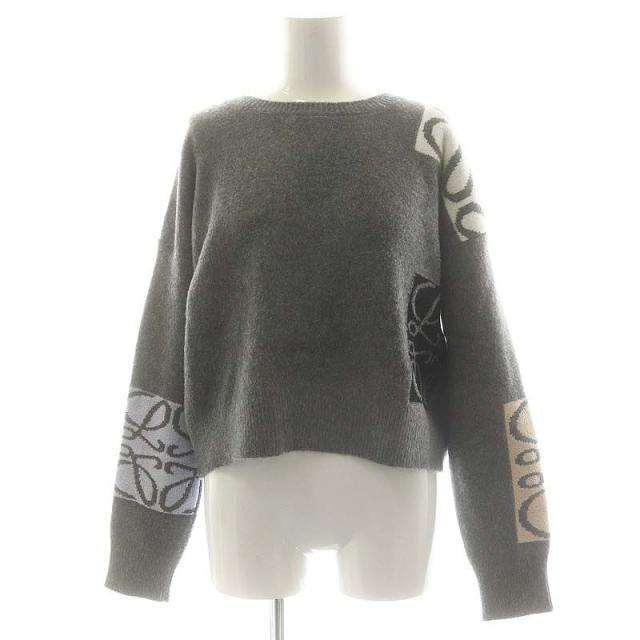 【中古】ロエベ LOEWE アナグラムウール ANAGRAM WOOL セーター ニット 長袖 プルオーバー ウール M グレーの通販は