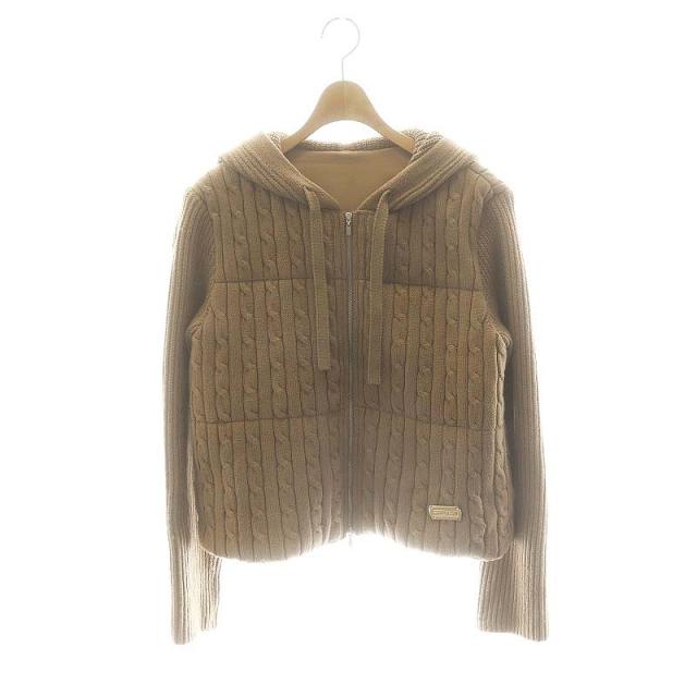 【中古】フォクシーニューヨーク 23年 ニットジャケット ブルゾン 長袖 フロントジップ フード付き コットン 40 L 茶の通販は