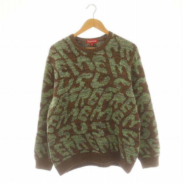 【中古】シュプリーム SUPREME 23SS stacked sweater ニット セーター 総柄 長袖 M ライトグリーン ブラウン メンズの通販は