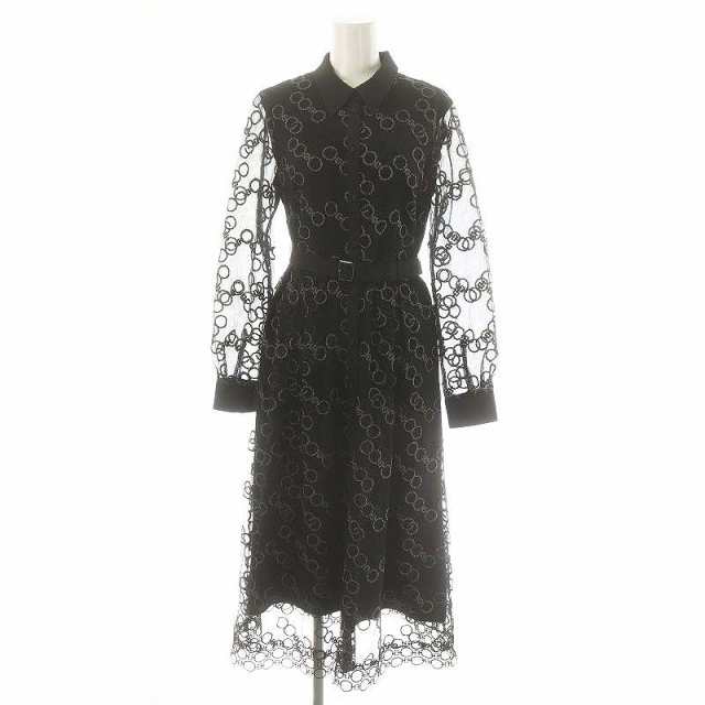 【中古】ダイアグラム グレースコンチネンタル 22AW チェーンembワンピース ロング マキシ丈 長袖 36 黒 レディースの通販は