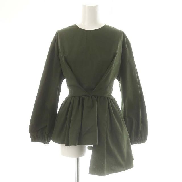 【中古】リンカブル LINKABLE リボンアシンメトリーブラウス 長袖 プルオーバー カーキ /DO ■OS レディースの通販は 6,200円