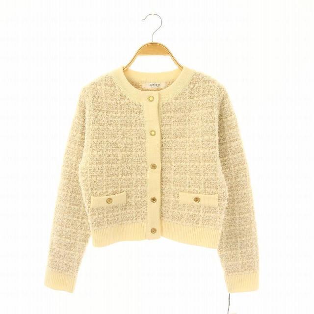 【中古】未使用品 ハーリップトゥ Mercer Tweed Cardigan ツイードジャケット カーディガン ニット M 白 ホワイトの通販は 10,800円