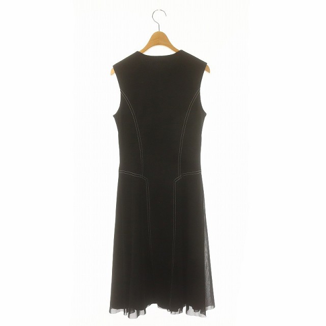 【中古】ヴィヴィアンタム VIVIENNE TAM パワーネット チャイナ風 ノースリーブワンピース ロング 38 黒 レディースの通販は