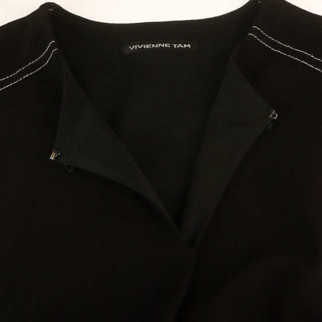 【中古】ヴィヴィアンタム VIVIENNE TAM パワーネット チャイナ風 ノースリーブワンピース ロング 38 黒 レディースの通販は