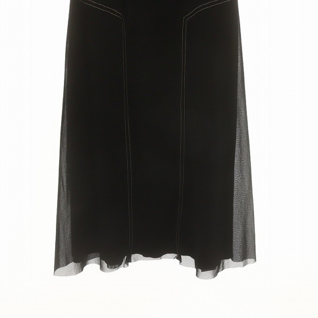【中古】ヴィヴィアンタム VIVIENNE TAM パワーネット チャイナ風 ノースリーブワンピース ロング 38 黒 レディースの通販は