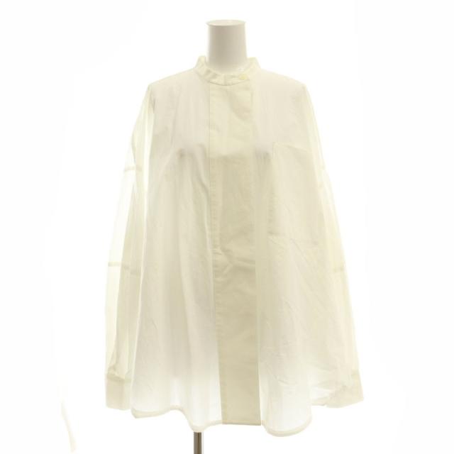 【中古】エンフォルド ENFOLD 22AW HEXAGON SHIRT シャツ バンドカラー オーバーサイズ 長袖 38 白 ホワイトの通販は 6,500円