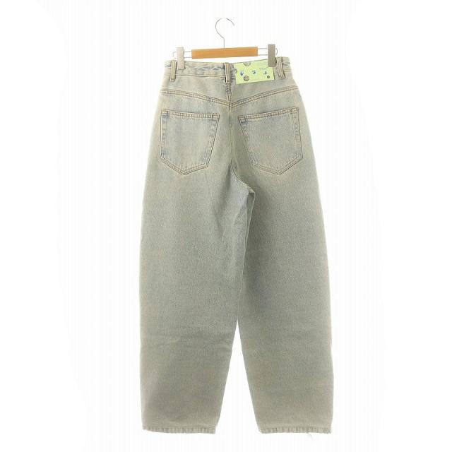 【中古】オフホワイト デニムパンツ ジーンズ テーパード ジッパーフライ ダメージ加工 27 ライトブルーの通販は