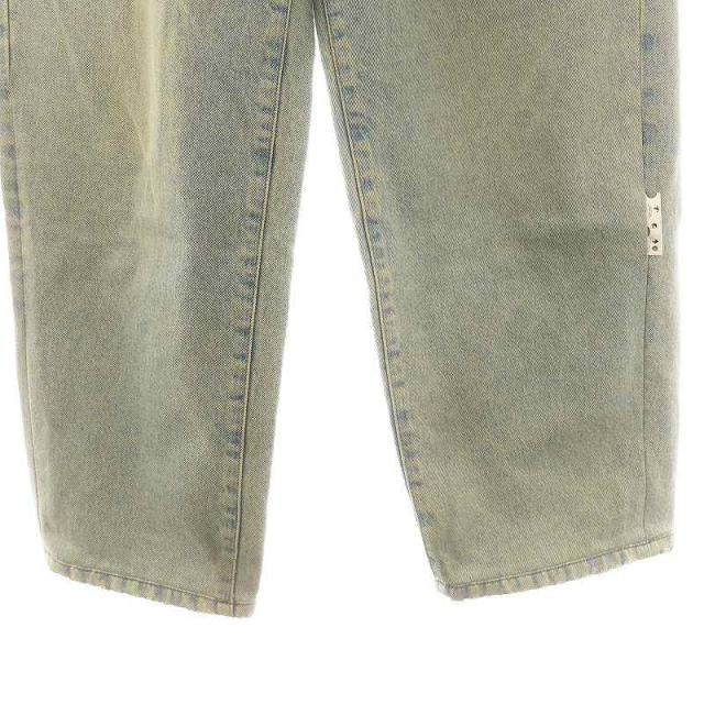 【中古】オフホワイト デニムパンツ ジーンズ テーパード ジッパーフライ ダメージ加工 27 ライトブルーの通販は