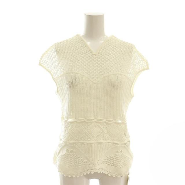 【中古】未使用品 マメクロゴウチ コットンレースノースリーブニットトップ プルオーバー 2 M アイボリー /YQ ■OSの通販は