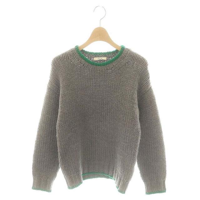 【中古】セリーヌ フィービー期 ウールローゲージニット セーター 長袖 M グレー 緑 2 3Z20/5613 ■OS レディース