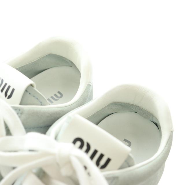 【中古】ミュウミュウ Plume プリューム スエード スニーカー シューズ ロゴ 35.5 22.5cm スカイブルー