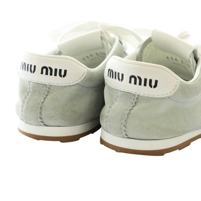 【中古】ミュウミュウ Plume プリューム スエード スニーカー シューズ ロゴ 35.5 22.5cm スカイブルー