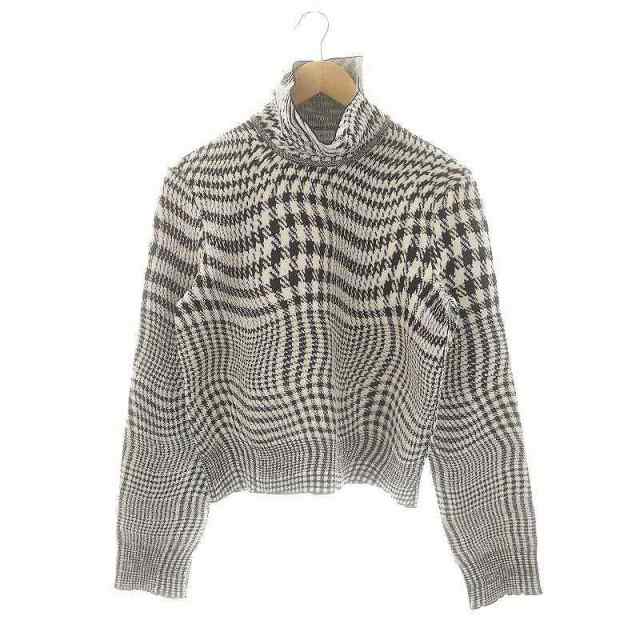【中古】バーバリー 24SS チェック柄ウール混ハイネックセーター ニット 長袖 M オフホワイト 黒 ブラックの通販は