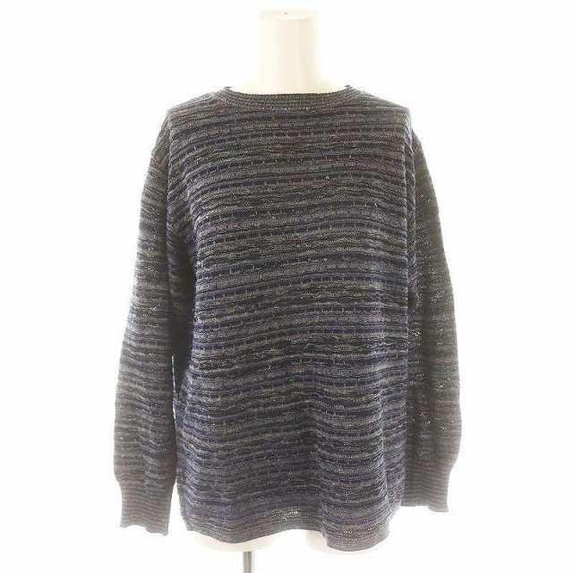【中古】ミッソーニスポーツ MISSONI SPORT コットンリネン混ミックスニットプルオーバー セーター 長袖 F 紺の通販は