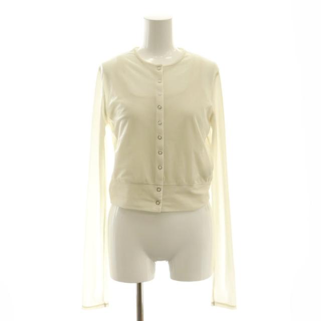 【中古】アダムエロペ  24AW 洗える ストレッチ シアートリコットベロアカーディガン 長袖 インナー付き F アイボリーの通販は 9,300円