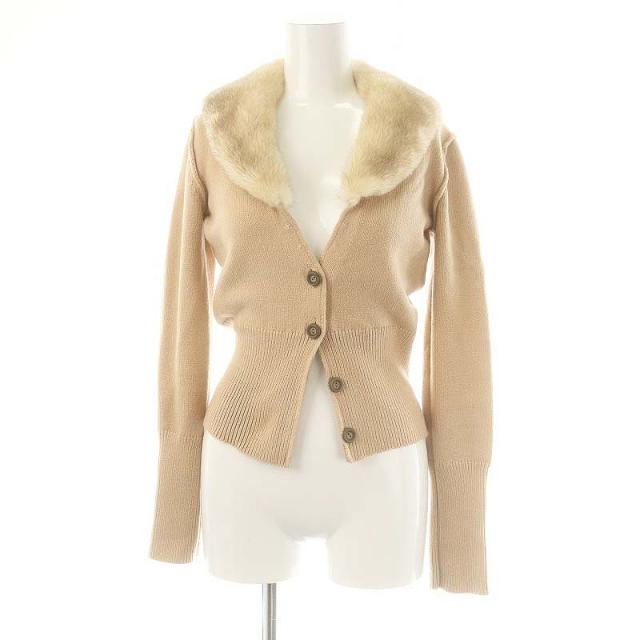 【中古】フォクシー FOXEY ミンクファーカーディガン ニット 前開き 38 ベージュ /MF ■OS レディースの通販は