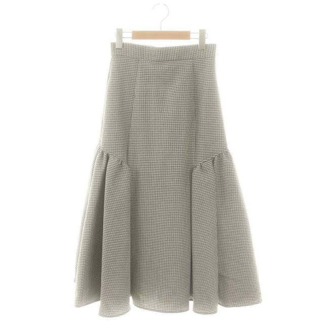 【中古】未使用品 シートーキョー Angie houndstooth スカート ロング フレア 千鳥格子柄 36 黒 白 レディースの通販は 24,600円