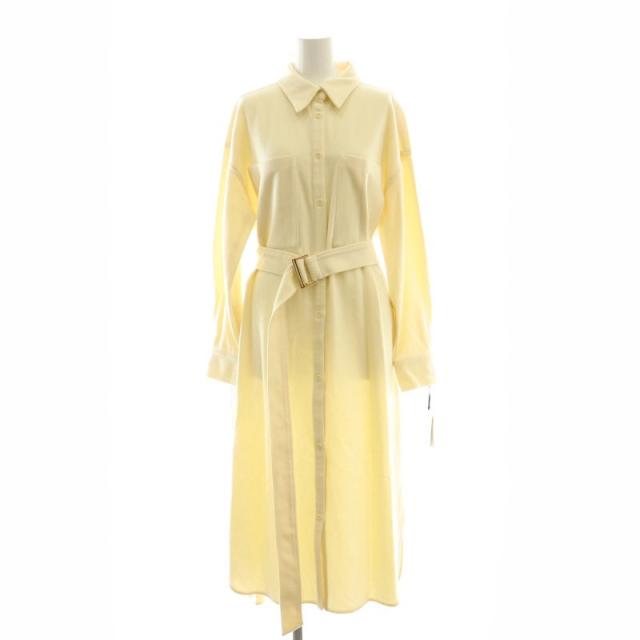 【中古】未使用品 グレースクラス 23AW ウールロングシャツドレス ワンピース 長袖 ベルト付き 38 アイボリー