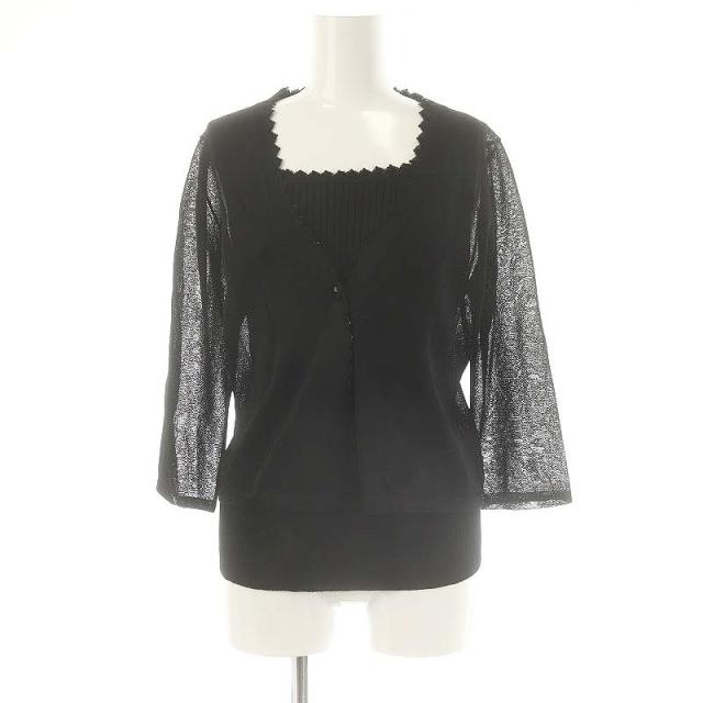 【中古】オースチン リード ニットアンサンブル カーディガン 九分袖 カットソー ノースリーブ 40 黒 レディースの通販は 5,400円