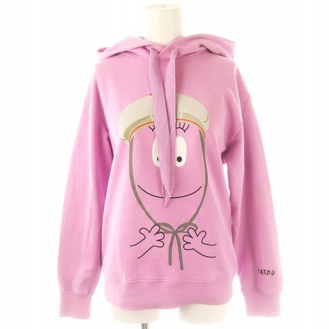 【中古】パトゥ PATOU オーガニックコットン バーバパパ フーディー パーカー プルオーバー XS ピンク レディース