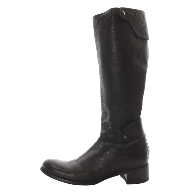 中古】プラダ PRADA レザーロングブーツ 36 23cm 黒 ブラック 中古】プラダ PRADA レザーロングブーツ 36 23cm 黒 ブラック