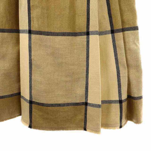 中古】ドゥロワー ウィンドウペンチェック裾フリンジスカート フレア