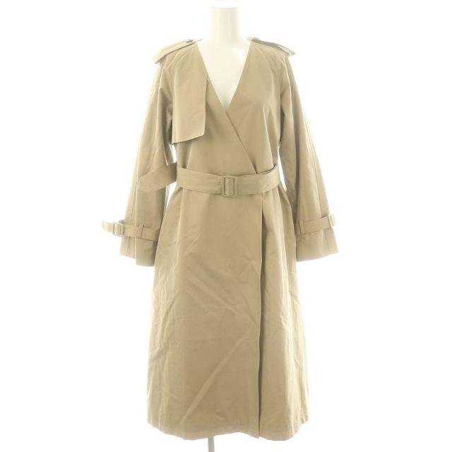 【中古】デッサンドモード ノーカラトレンチコート スプリングコート ロング 1 ベージュ /DO ■OS レディース