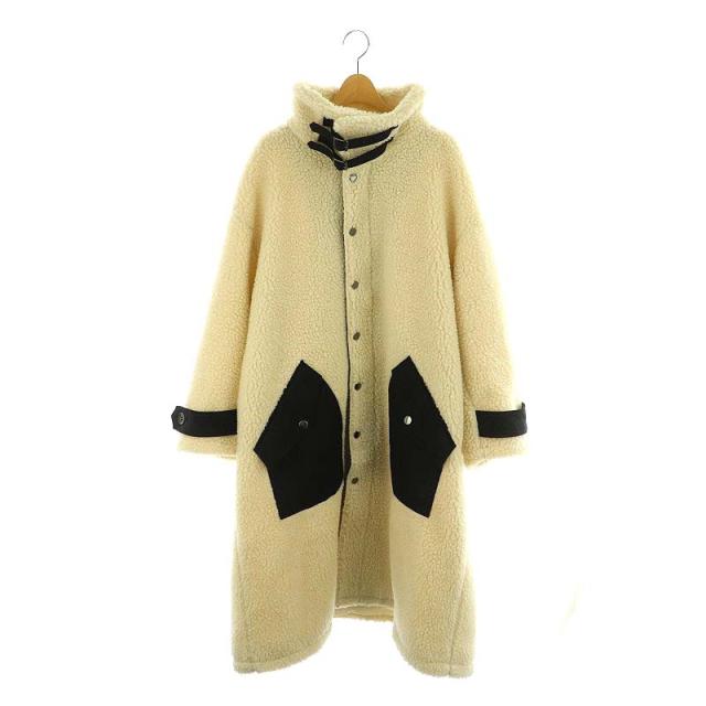 【中古】エズミ EZUMi ボアロングコート S アイボリー 黒 /MI ■OS レディース